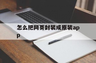 怎么把网页封装成原装app的简单介绍